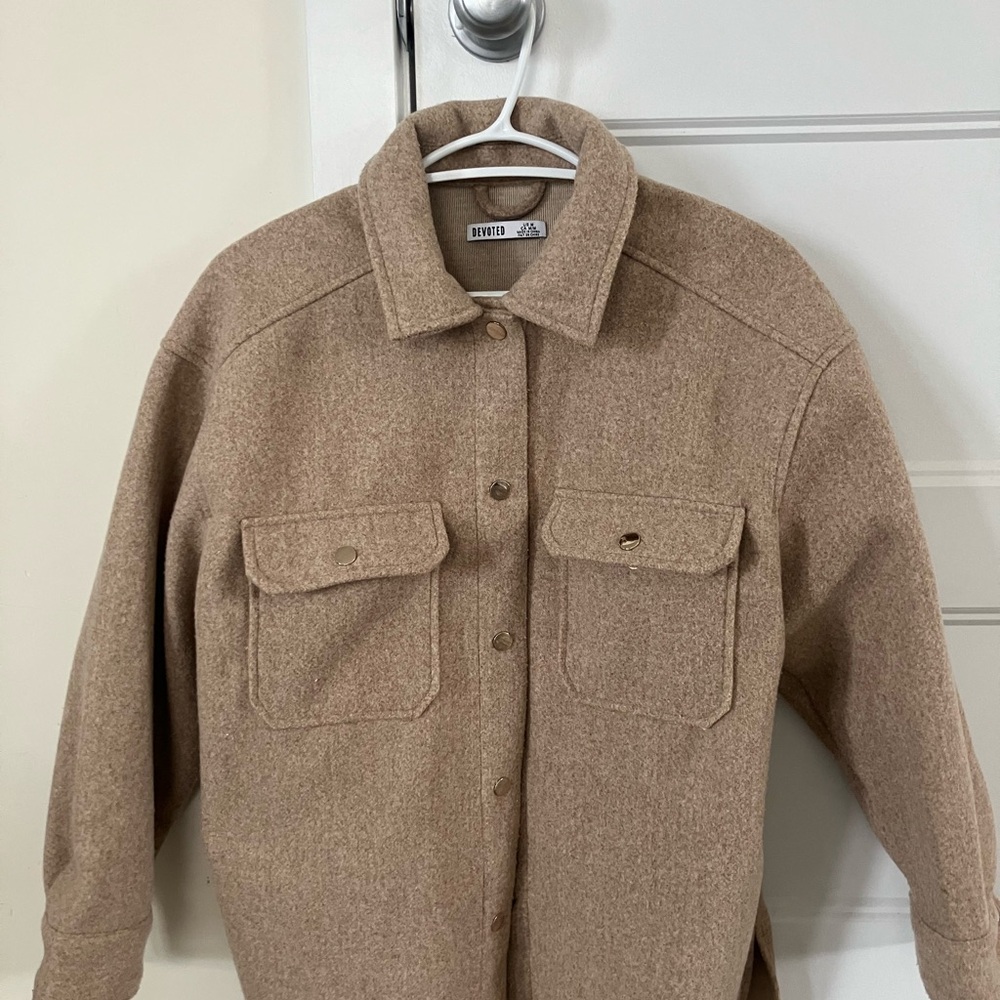 Gorgeous Wool Look “Shacket” with Gold Snaps
